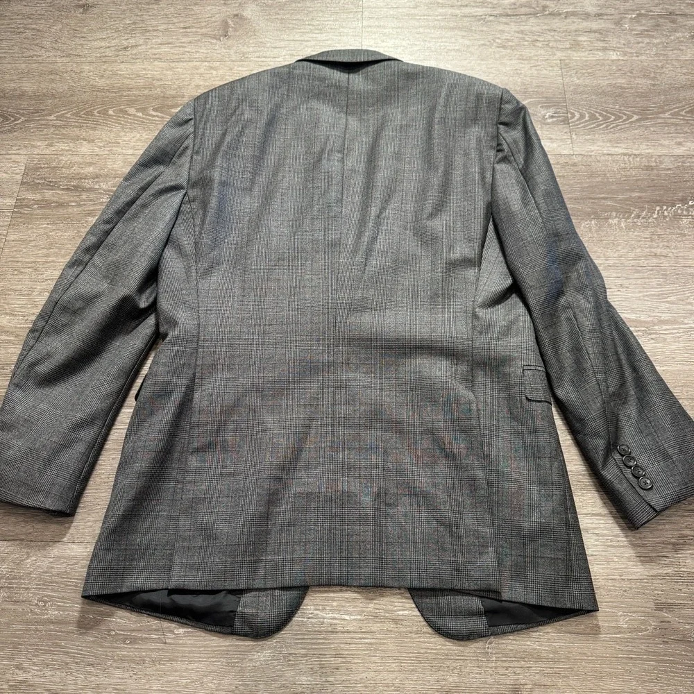 Z Zegna Blazer Mens 40R Gray 100% Wool Glen Plaid Sport Coat Drop‎ 7 Two Button